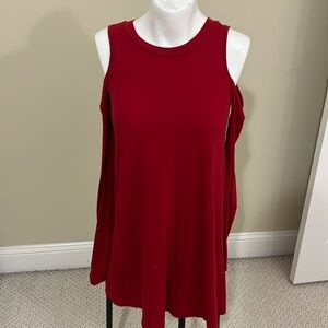 Forever 21 Red Long Sleeve Cold Shoulder Dress